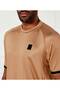Men's Cotton Crew Neck Short Sleeve Beige T-Shirt - 4