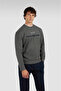 Men's Regular Fit Logo Embroidered Long Sleeve Cotton Brown Sweatshirt
