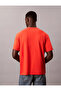Men's Regular Fit Round Neck Ck Logo Printed Cotton Short Sleeve Orange T-Shirt - 3
