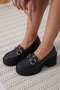 Leona Premium Black Buckle Wedge Heel Shoes - 3