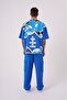 Men's Lotus Flower Printed Oversize T-Shirt Light Blue - 4