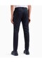 Men's Regular Waist Long Narrow Leg Pocket Detail Straight Model Navy Blue Trousers - 3
