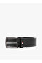 Men's 100% Leather Tommy Flag Logo Black Belt - 4