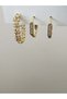 Triple Square-Pentagonal Hoop Earring Set-Gold Color Acr9460 - 2