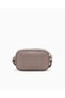 Women's Leather Single Zipper Closure Strap Brand Text Patterned Beige Shoulder Bag - 2