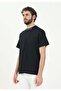Men's Round Neck Short Sleeve Black T-Shirt with Logo Detail on the Collar - 2