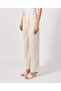 Women's Relaxed Fit Wide Leg Cotton Pleated Ecru Trousers - 3