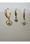 Triple Pole Star Earring Set-Gold Color Acr9470 - 2