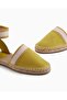Women's Contrast Detailed Ankle Strap Straw Detailed Sole Yellow Espadrille - 5