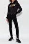 Women's Slim Fit Narrow Leg Casual Black Trousers with Pockets - 2