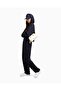 Women's Regular Fit Hooded Collar Elastic Waist Long Sleeve Navy Blue Sweatshirt - 4