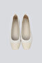 Women's Round Leather Toe Eagle Logo Patterned Beige Ballerinas - 2