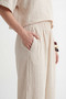 Women's Ecru Crinkle Linen Palazzo Trousers