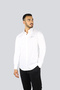 Men's Slim Fit Shark Printed Cotton Long Sleeve White Shirt
