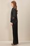 Women's High Waist Satin Shiny Fabric Wide Leg Black Trousers - 6