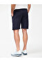Men's Regular Fit Cotton Navy Blue Shorts with Elastic Waist and Logo - 2