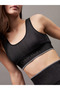 Women's Slim Fit Black Sports Tank Top with Elastic Waist and Brand Logo - 3