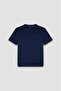 Men's Brand Logo Cotton Regular Fit Casual Navy Blue-Gold T-Shirt - 5
