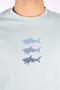 Men's Short Sleeve Crew Neck Three Fish Pattern Blue T-Shirt - 4