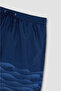 Men's Regular Fit Quick Drying Wave Pattern Navy Blue Swim Shorts with Drawstring Waist - 5