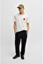Men's Regular Fit Round Neck Short Sleeve White T-Shirt with Round Logo Pattern on the Chest - 3