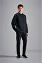 Men's Regular Fit Crew Neck Long Sleeve Cotton Black Sweatshirt - 2
