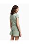 Women's Stone Detailed Logo Patterned Slim Fit 100% Cotton Short Sleeve Green T-Shirt - 2