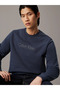 Men's Brand Logo Long Sleeve Crew Neck Casual Blue Sweatshirt - 4
