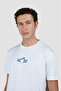 Men's 100% Cotton Regular Fit Shark Logo Short Sleeve White T-Shirt - 3