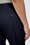 Men's Regular Fit Regular Waist Narrowed Leg Cotton Navy Blue Trousers - 4