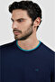Men's Round Neck Regular Fit 100% Cotton Short Sleeve Navy Blue T-Shirt - 5