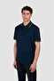 Men's Regular Fit Thin Pique Cotton Short Sleeve Blue-Gold Polo Collar T-Shirt