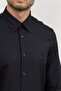 Men's Cotton Long Sleeve Button Closure Navy Blue Shirt - 4