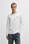 Men's Brand Logo Long Sleeve Crew Neck Casual White T-Shirt