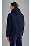 Men's Hooded Zipper Closure Pocketed Long Sleeve Navy Blue Coat - 3