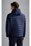 Men's Hooded Zipper Closure Pocketed Long Sleeve Navy Blue Coat - 3