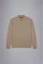 Men's Cotton Long Sleeve Casual Beige Polo Collar T-Shirt - 5