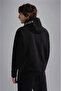 Men's Cotton Hooded Long Sleeve Black Sweatshirt with Pockets - 2