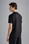 Men's Brand Logo Cotton Regular Fit Casual Black T-Shirt - 2