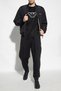 Men's Brand Logo Detailed Stand Collar Zipper Closure Black Coat