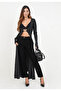 Women's Regular Waist Slim Fit Straight Leg Black Trousers