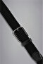 Men's Adjustable Black Belt with Logo Detail and Metal Buckle - 2
