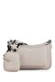 Women's Beige Shoulder Bag with Adjustable Shoulder Strap and Brand Logo