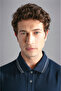 Men's Polo Collar Button Closure Short Sleeve Navy Blue Polo Collar T-Shirt - 4