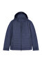 Men's Hooded Zipper Closure Pocketed Long Sleeve Navy Blue Coat - 6