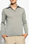 Men's Long Sleeve Stand Collar Logo Khaki Sweater