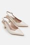 Matte Wrinkled Leather Patterned Belt Detail Pointed Toe Women's Heeled Shoes - 3