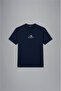 Men's Brand Logo Cotton Regular Fit Casual Navy Blue T-Shirt - 5