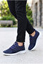 Huboss Comfortable Sole Walking Running Sports Shoes Navy Blue Laceless Men's Sneaker