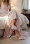 Dowry-Engagement-Henna-Wedding Open Slippers Evening Dress with Rhinestone Buckle and Feather Band - 2